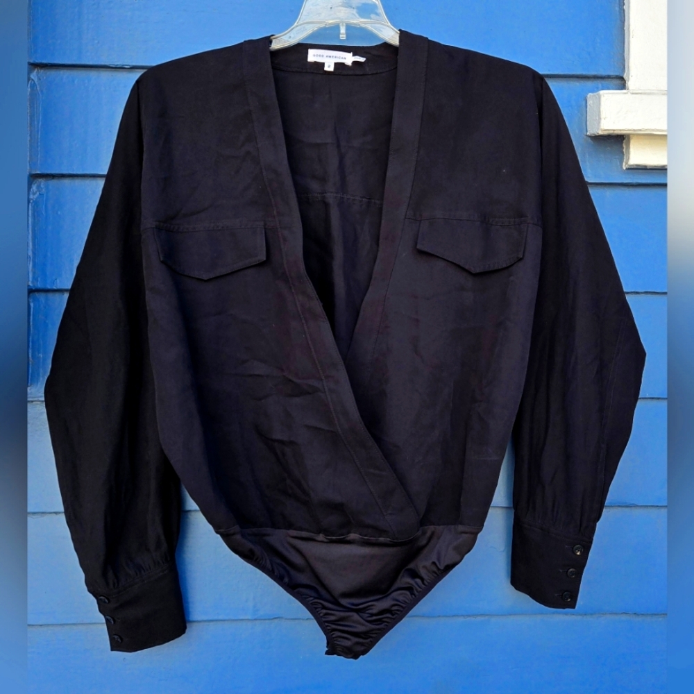 Good American Women's Utility Wrap Bodysuit Size Color Black - Picture 2 of 9